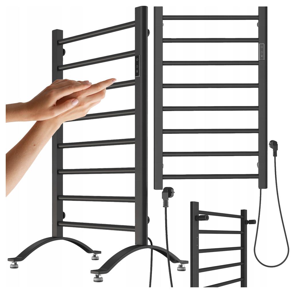 Elektrický Radiátor Čierny 200W s termostatom, Rebrík, Voľne Stojaci, S Nožičkami
