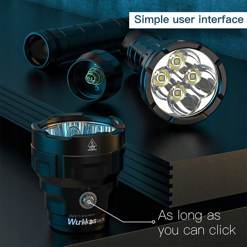 WURKKOS DL70 Latarka Nurkowa 13000 Lumen 4XHP502 LED Akumulator 5000mAh — miniatura 3