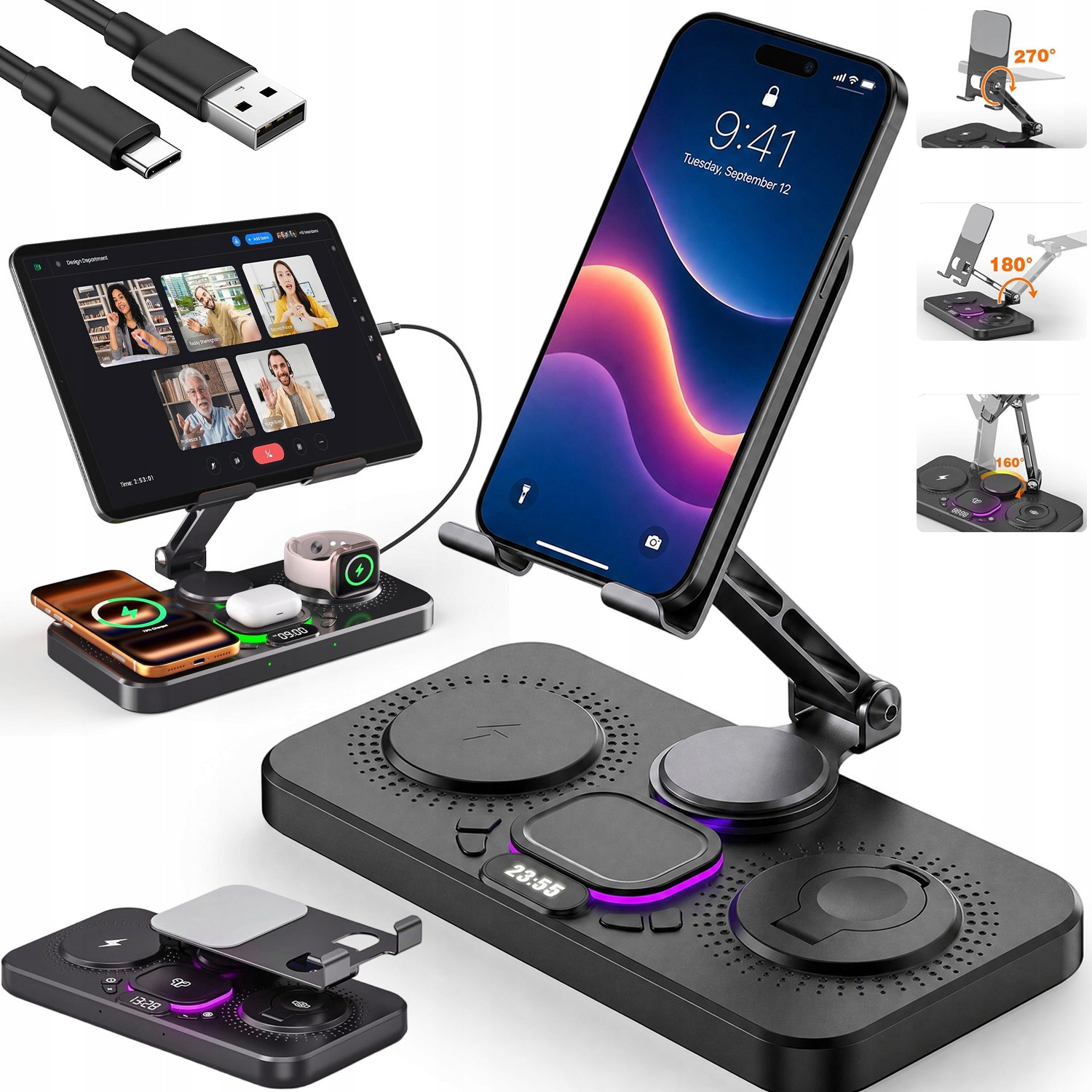 Bezdrátová Nabíječka 6V1 Pro Samsung, Indukční Stanice Pro Telefon, Hodinky