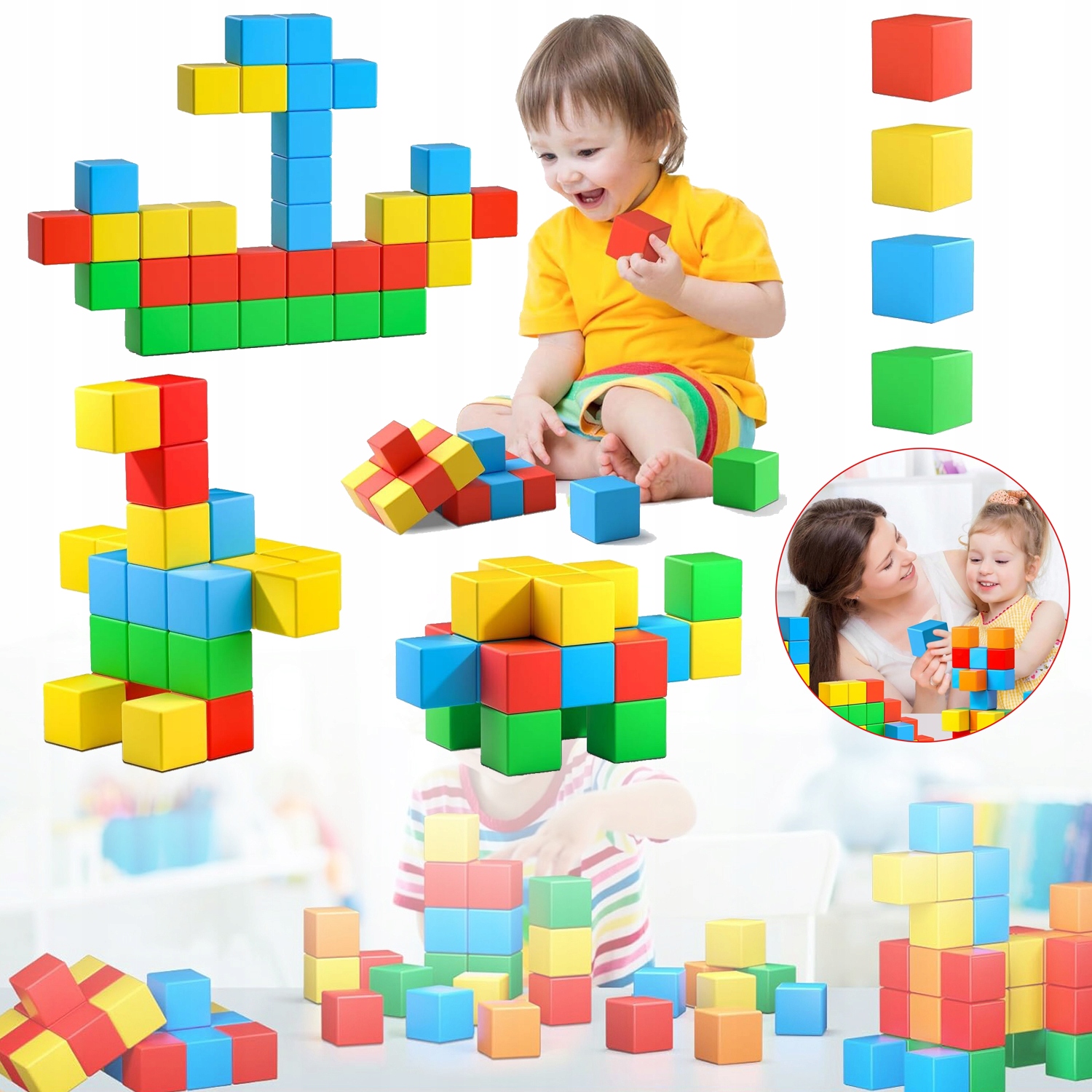 3D MAGNETYCZNE KLOCKI, MAGNETYCZNE KOSTKI DO UKŁADANIA DLA MAŁYCH DZIECI