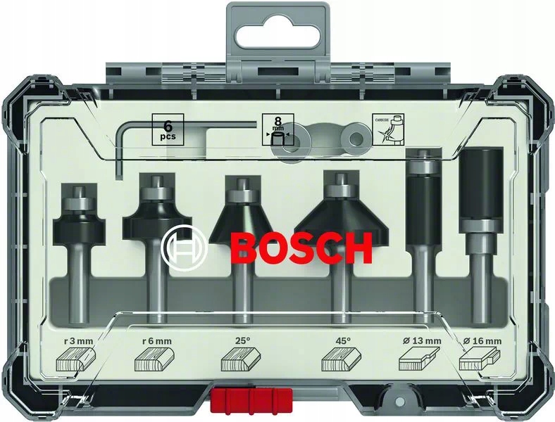 

Bosch Zestaw Frezów 6 Sztuk Uchwyt 8 MM