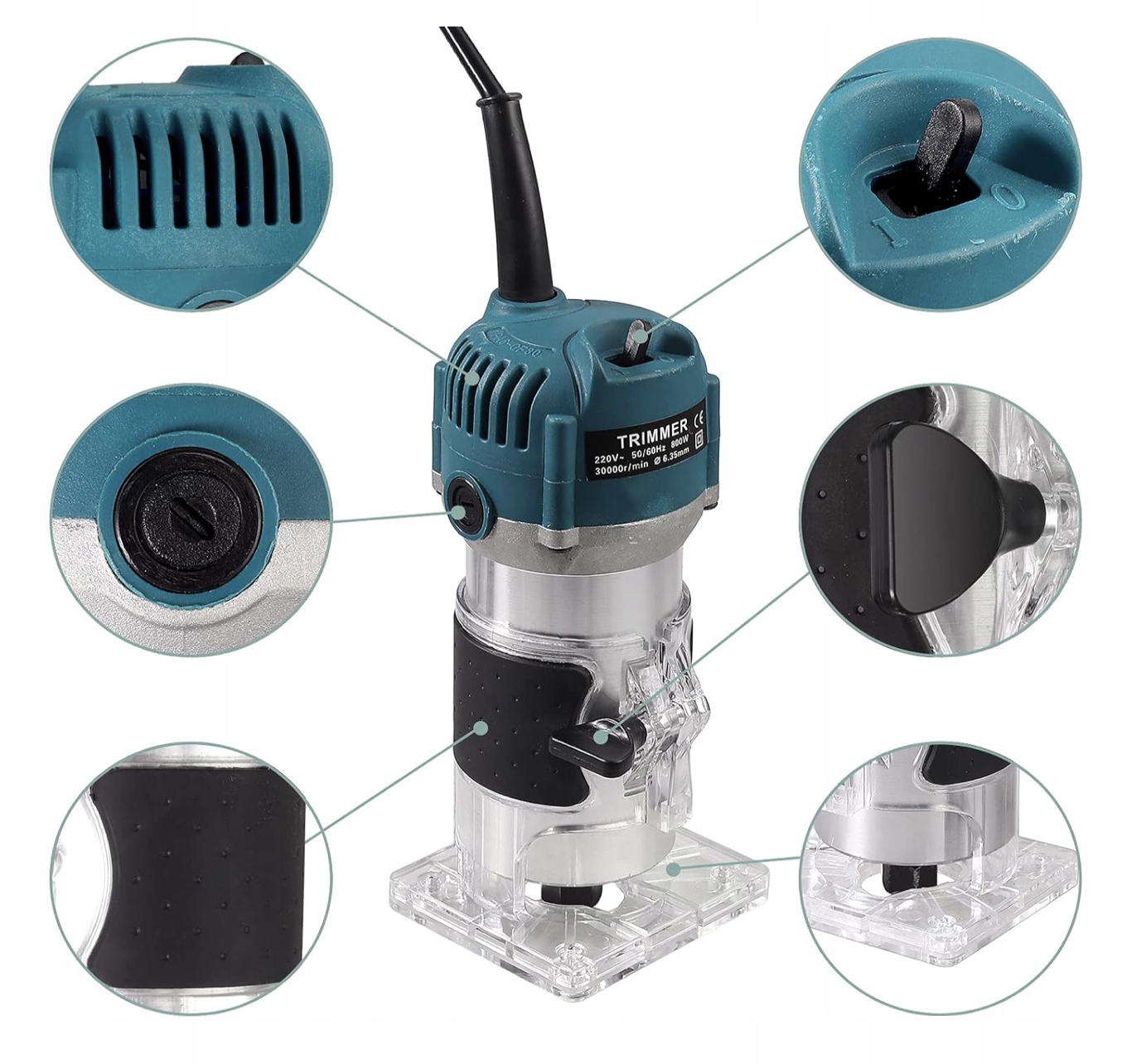 FREZARKA KRAWĘDZIOWA 800W + OSPRZĘT Zasilanie sieciowe