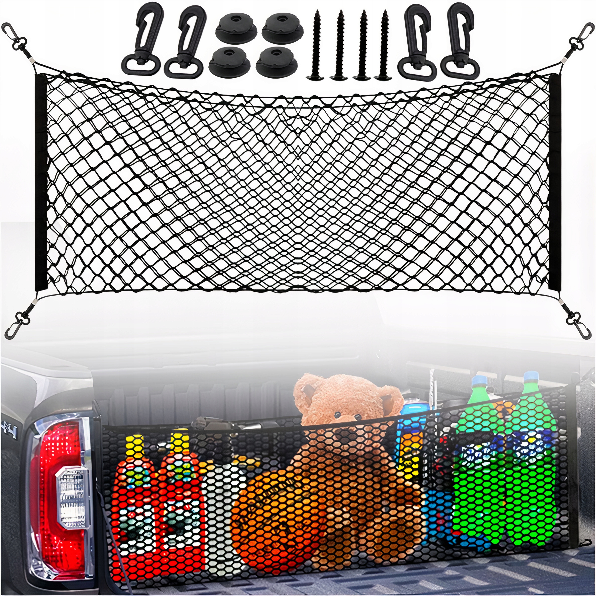 SIATKA DO BAGAŻNIKA SAMOCHODOWEGO AUTA NA ZAKUPY 6 AUTOSIATKA ORGANIZER