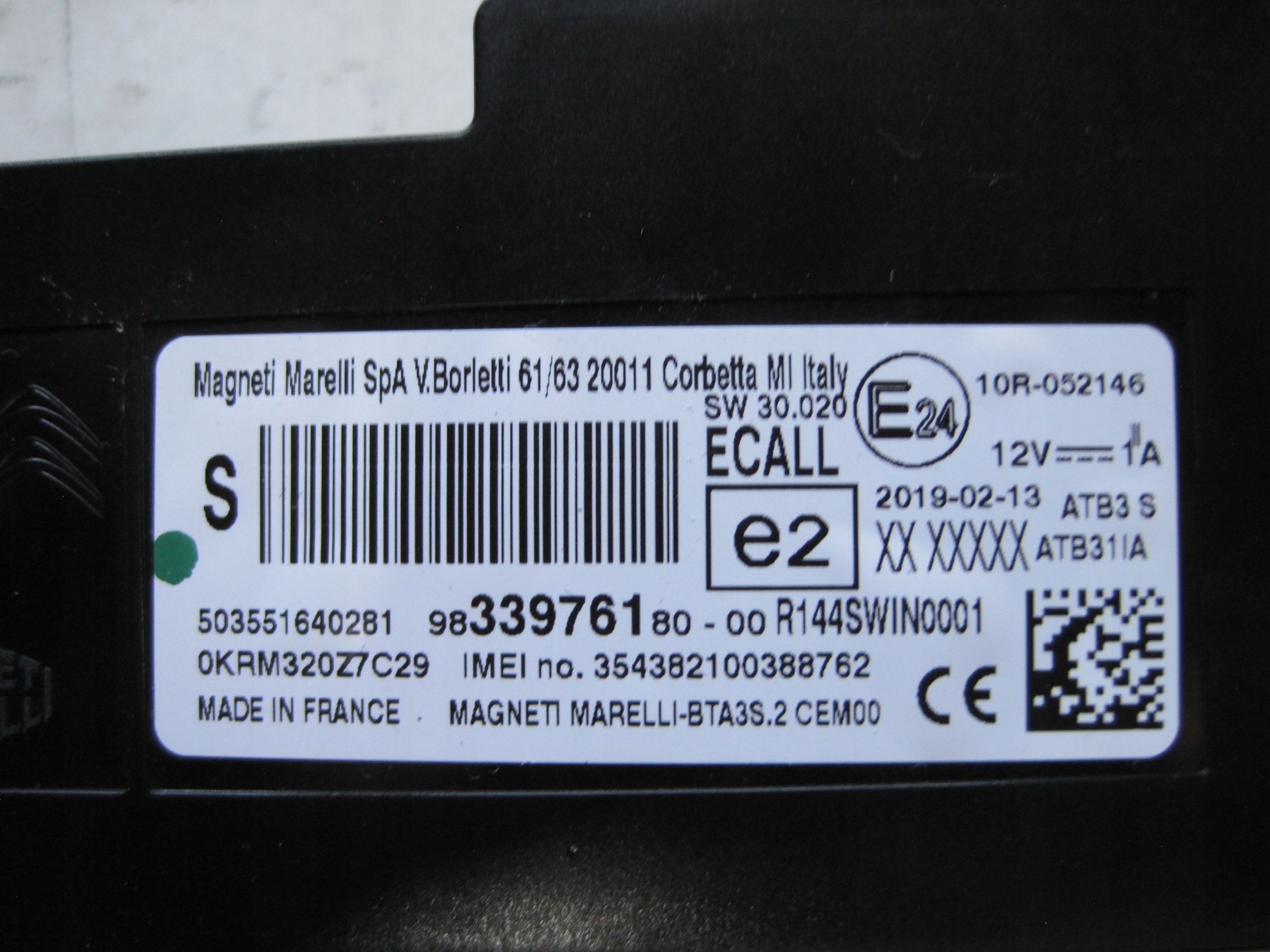 module control unit BLUETOOTH CITROEN DS7 9833976180