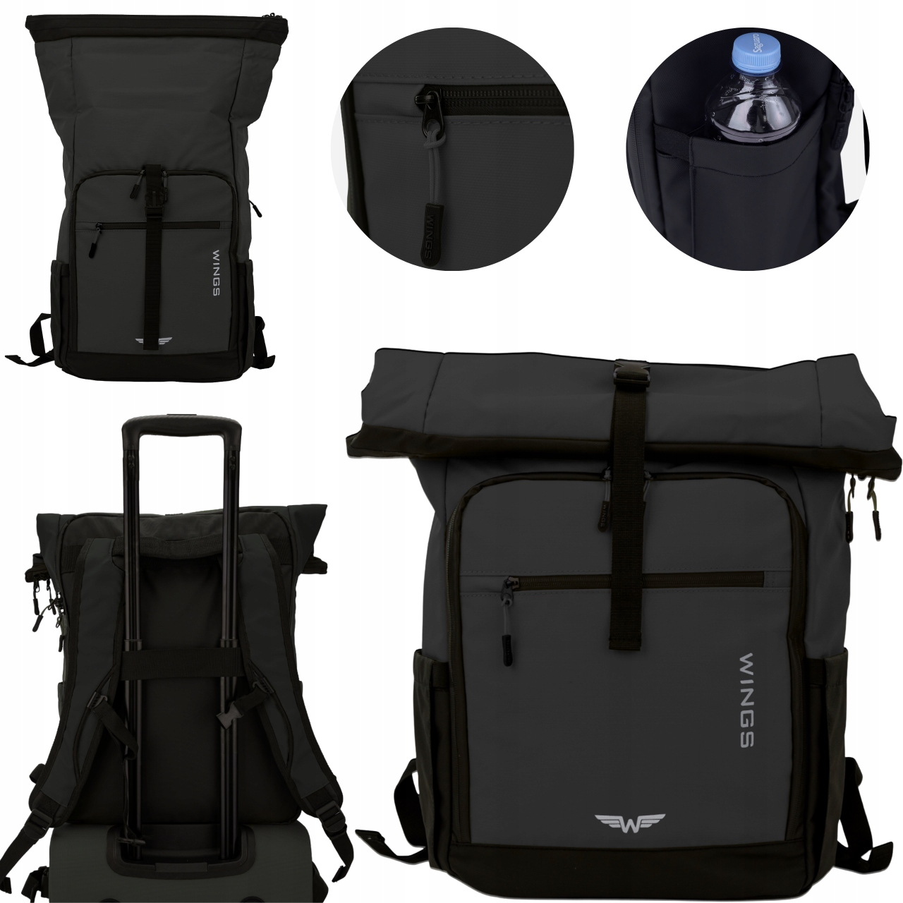 Batoh Wings Rook s nastavitelnou kapacitou 29 l, rolovací, voděodolný