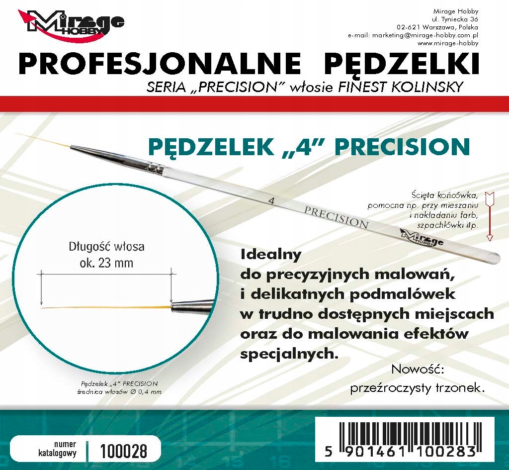 

Pędzel Mirage 100028 Precision Kolinsky nr4 finest