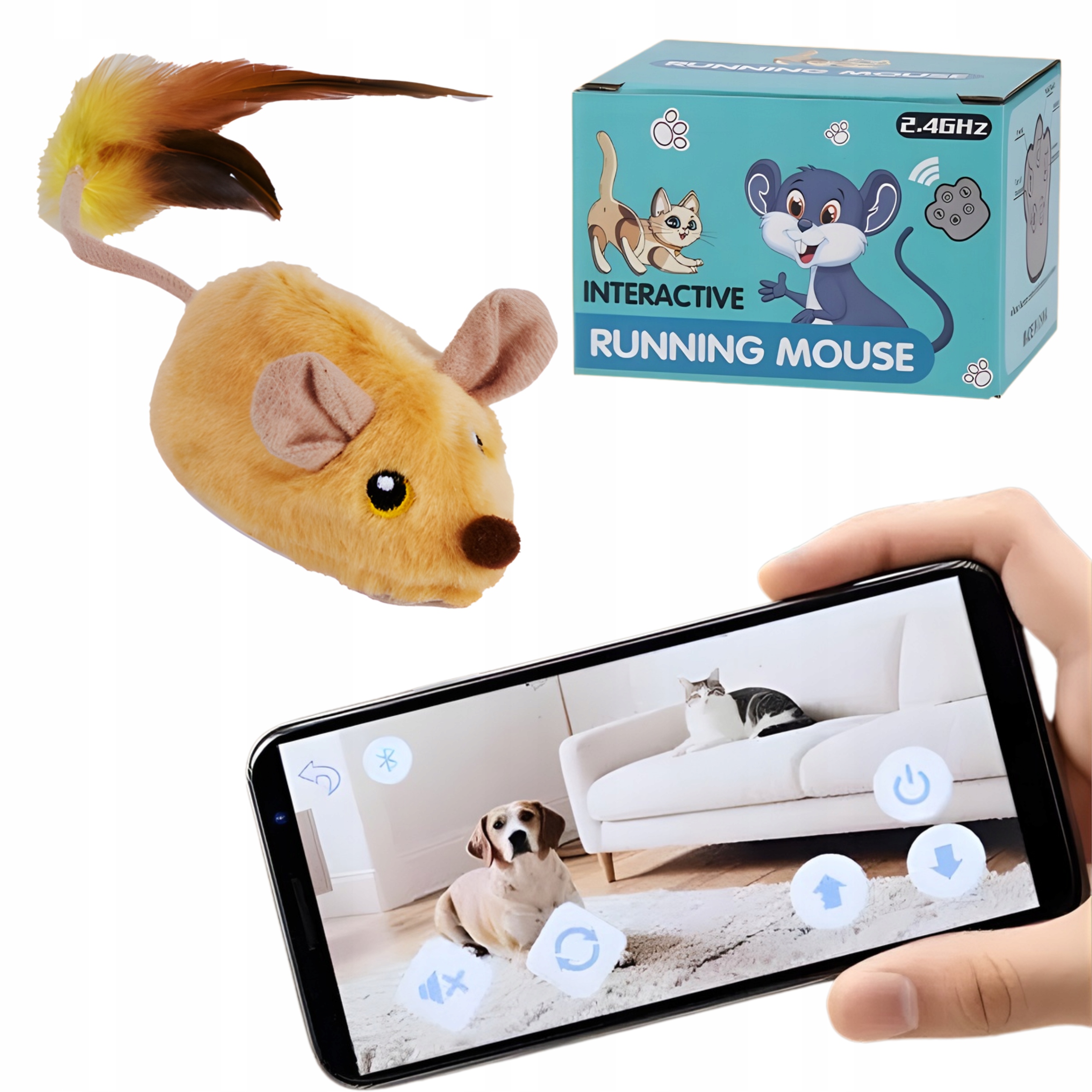 Levně Hračka Pro Kočky Prémiová Interaktivní Myš Pro Ovládání Telefonu Siemiec
