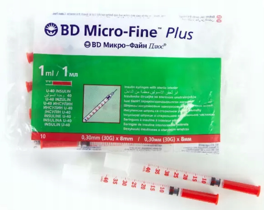 

Strzykawki insulinowe Bd 1ml U40 G30x8mm 10 szt.