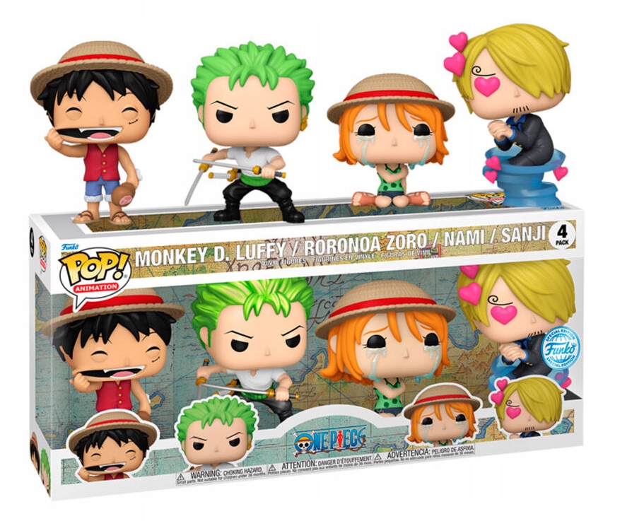 Funko pop One Piece Monkey D. Luffy, Roronoa Zoro, Nami, Sanji