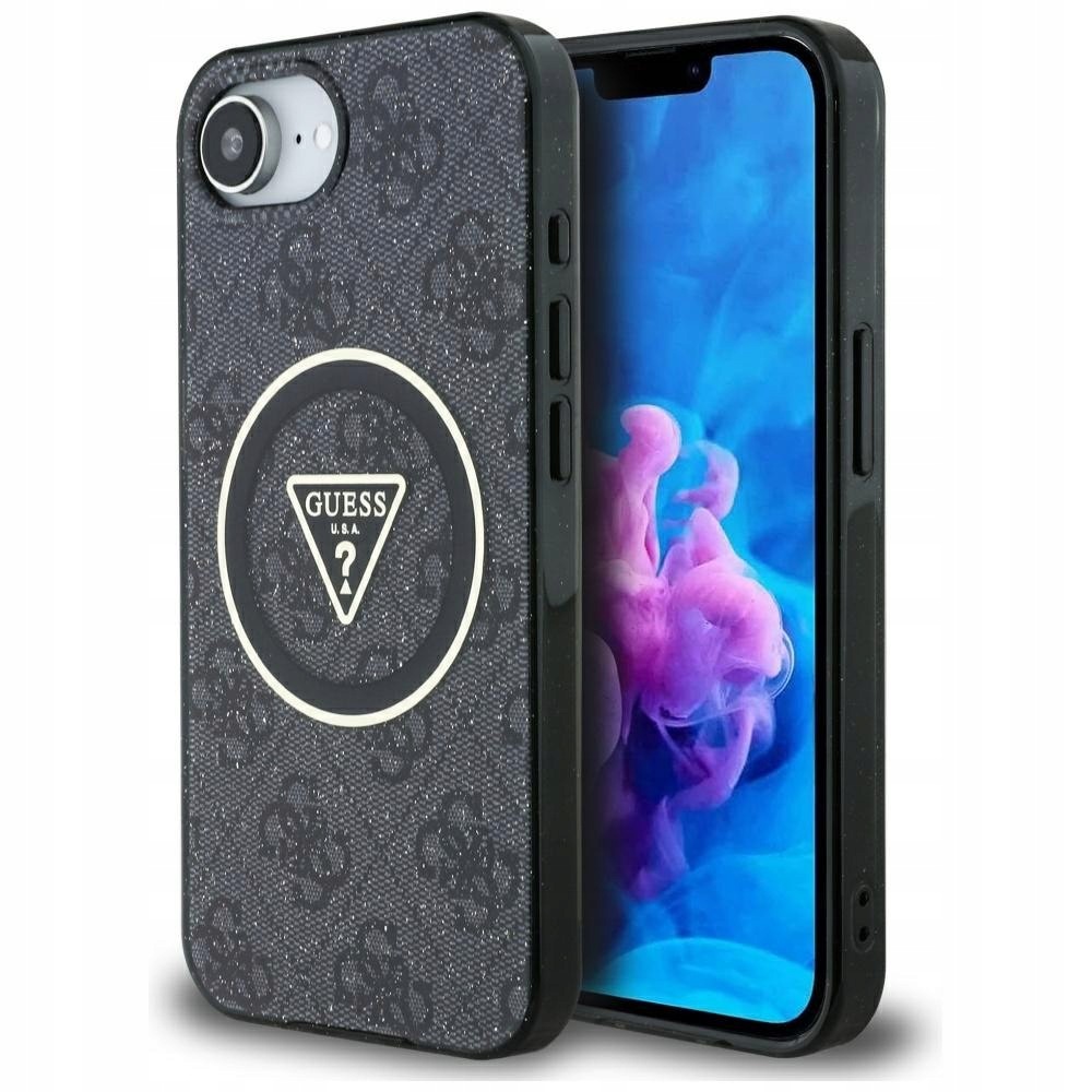 Pouzdro Guess IML Metal Glitter 4G Circle Triangle MagSafe pro iPhone 16e 17e