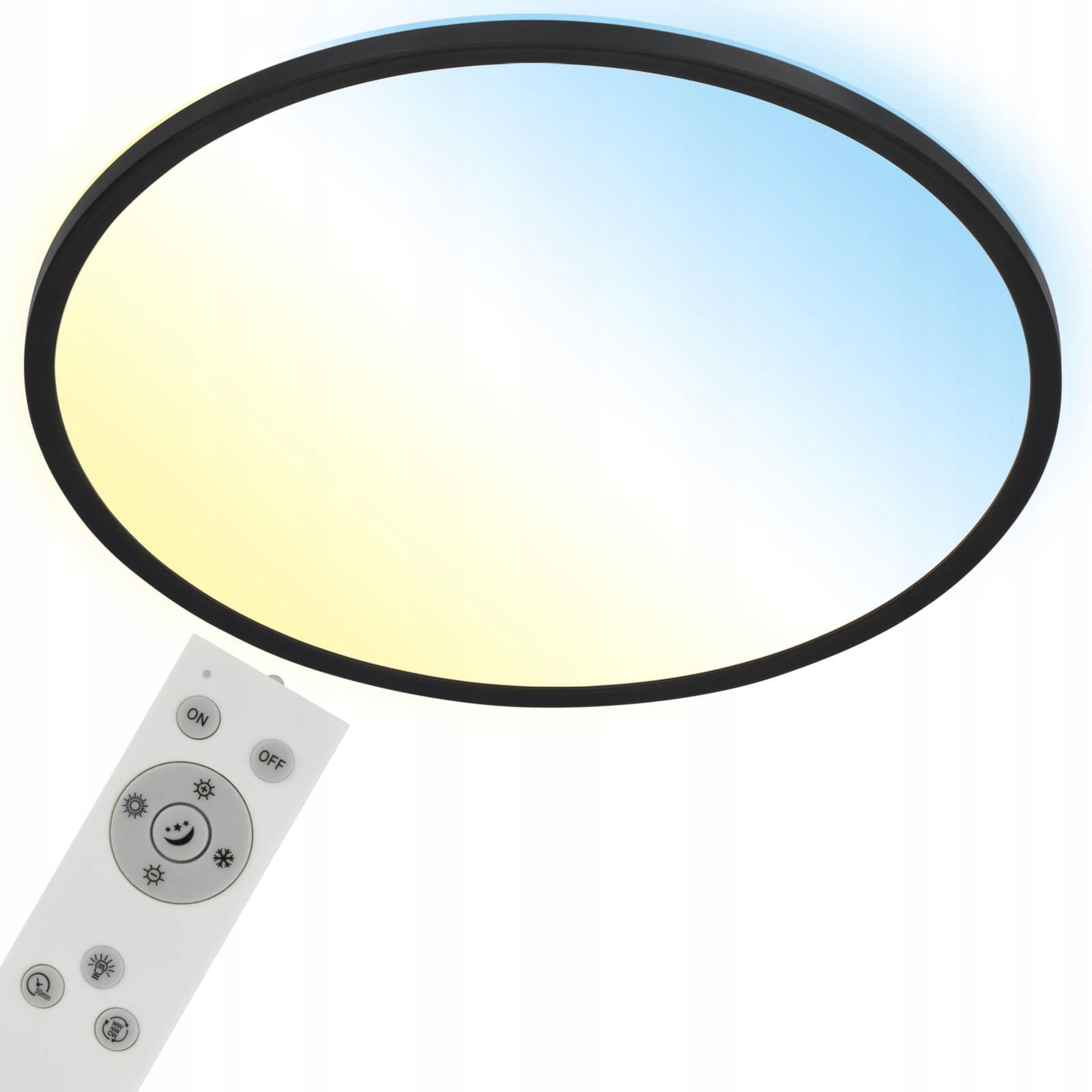 Ultraplochý Led panel Briloner 48 cm, 31 W, 3500 lm, Cct, čierny, diaľkové ov