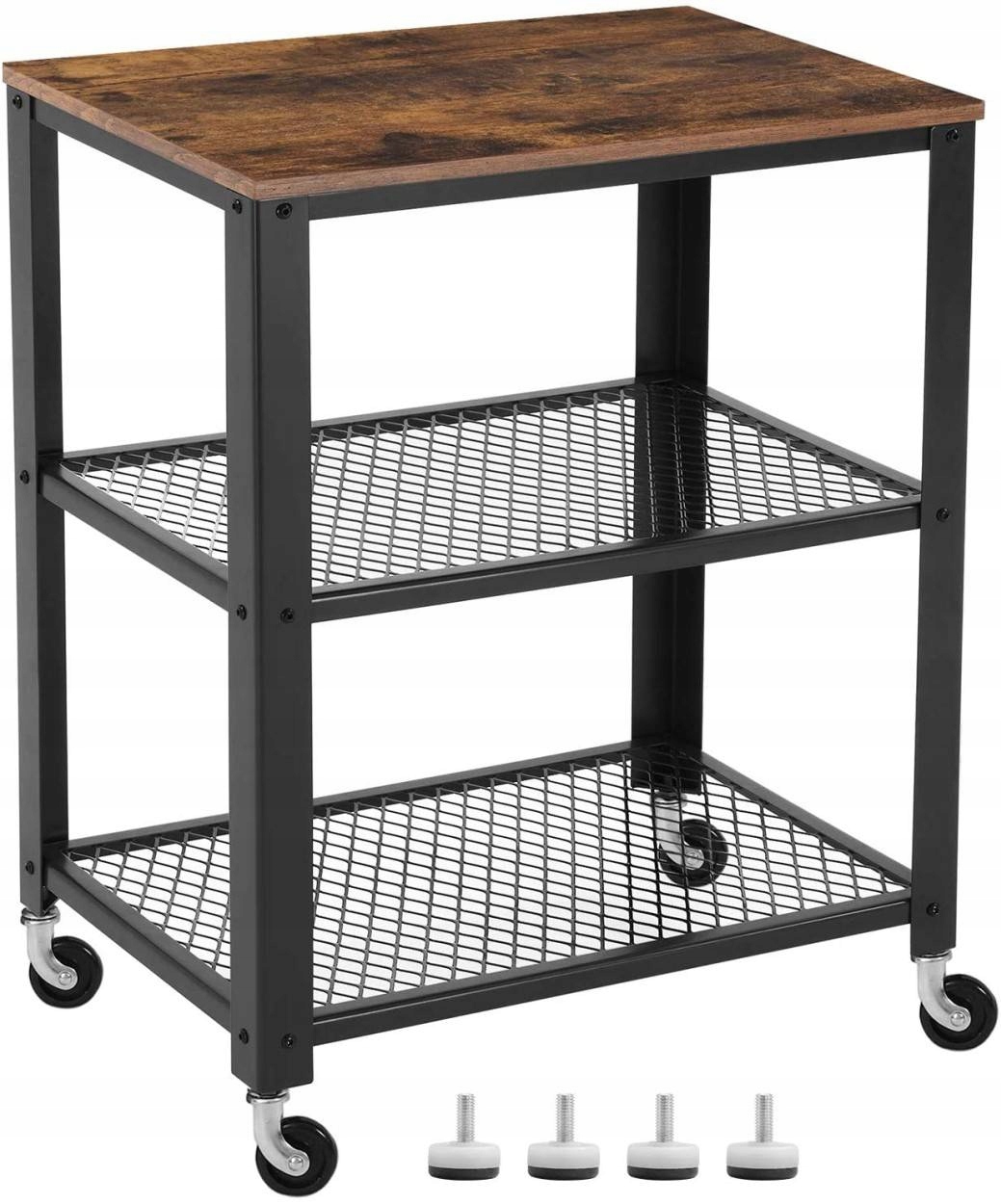 Kuchyňský regál Mobilní moderní černohnědý