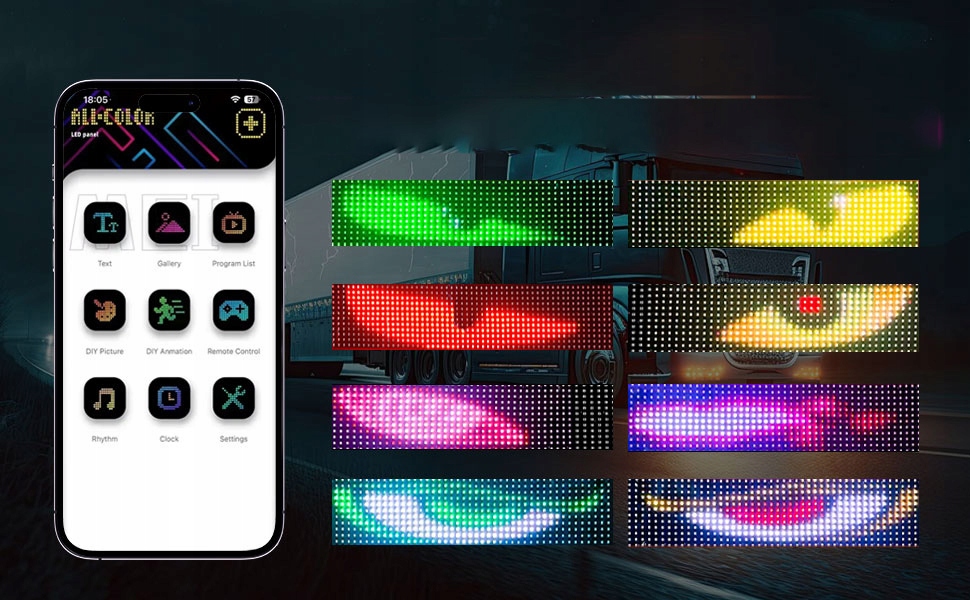 ELASTYCZNY EKRAN REKLAMOWY LED SAMOCHODU APP BLUETOOTH INTELIGENTNY EKRAN Marka Bedee