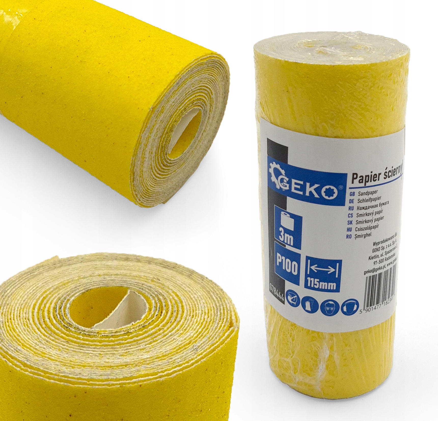 Papier ścierny rolka 115mm x 3m P100 Uniwersalny Płótno papieru ściernego