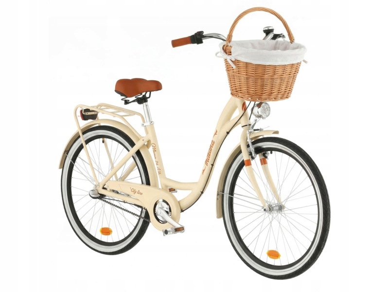 Rower miejski Indiana Moena A3B 26 cali damski Cappuccino Koszyk Wkład