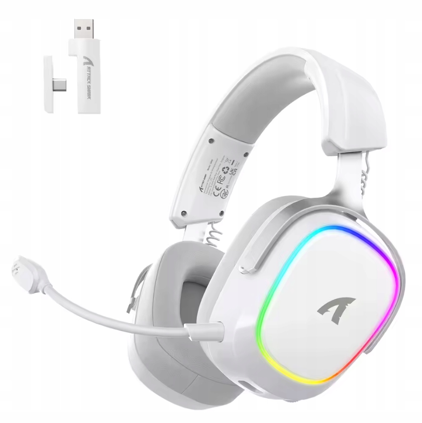 Bezdrôtové slúchadlá Attack Shark G800 3D Surround Biele