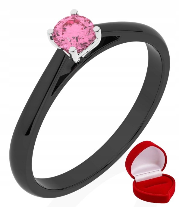 Prstýnek, černé zlato, růžový safír 0,19 ct R23
