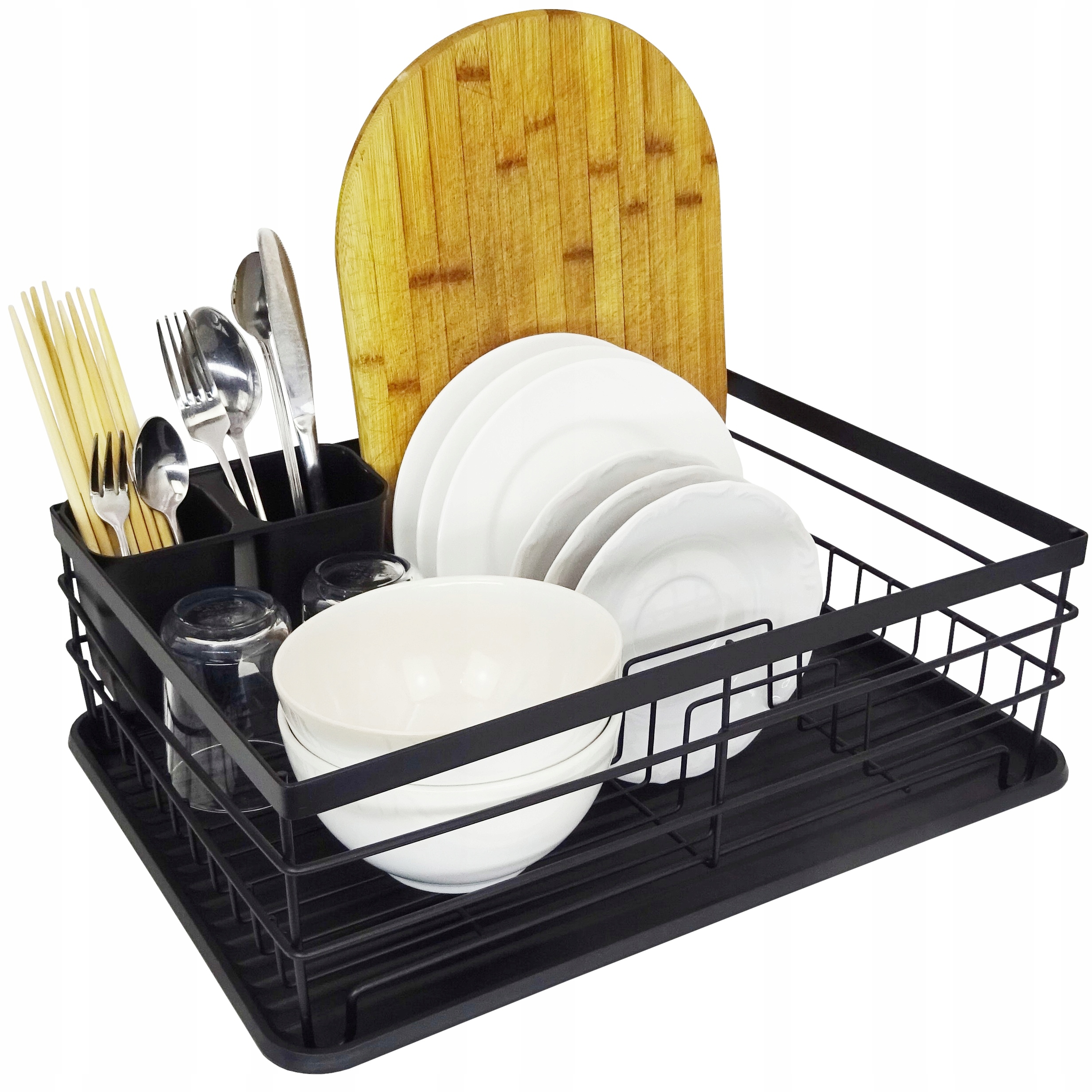 DUŻA SUSZARKA DO NACZYŃ Z OCIEKACZEM NA TALERZE SZTUĆCE I KUBKI Materiał wykonania metal