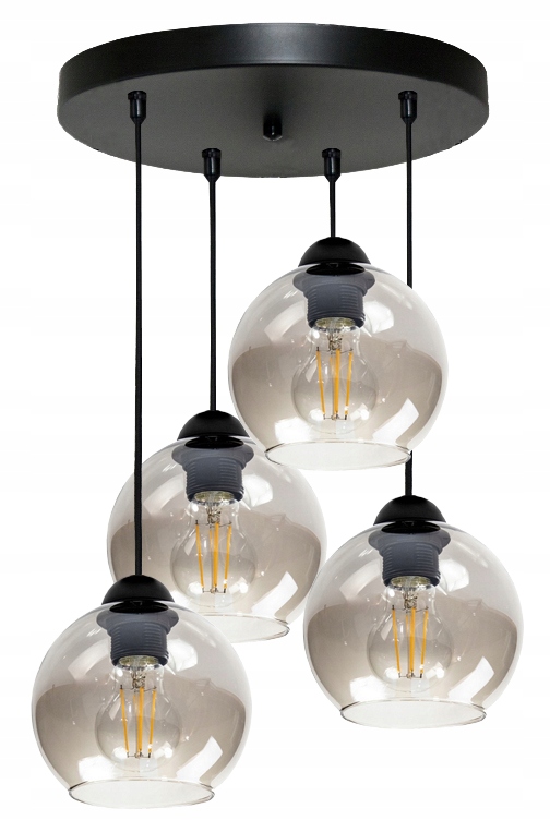 Żyrandol Lampa Sufitowa Wisząca Szklane Klosze 4 Lampy Sufiowe Do Salonu