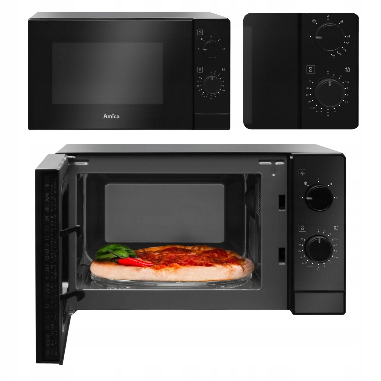 Mikrovlnná trouba Amica AMMF20M1B černá 700W 20L s funkcí rozmrazování