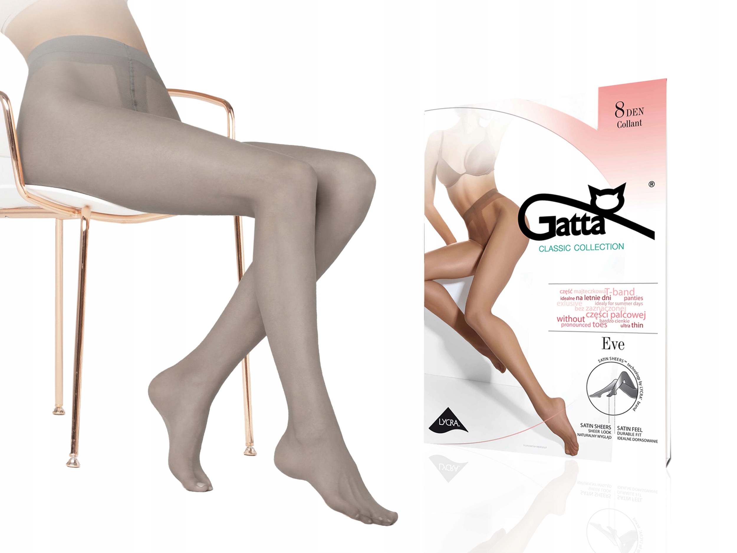 

Gatta cienkie rajstopy matowe Eve, 8den grigio 3-M