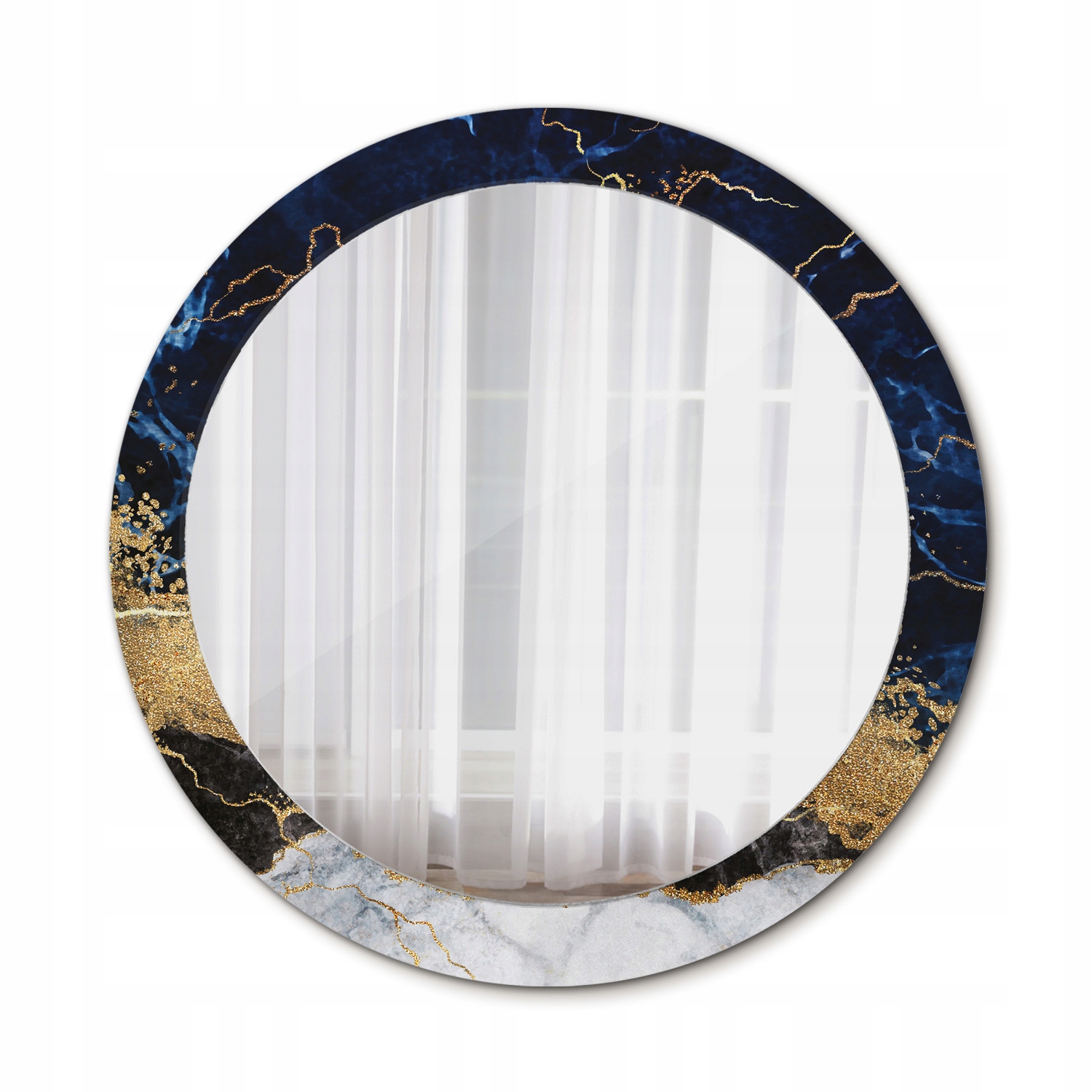 Moderné okrúhle zrkadlo Modrý mramor 80 cm