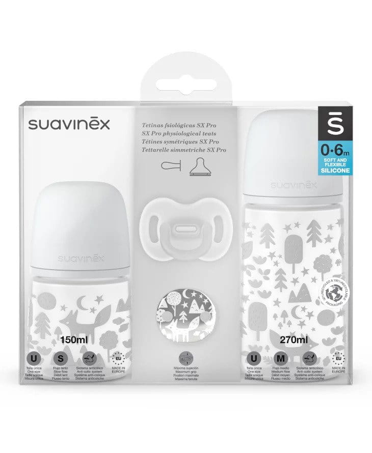 Suavinex Zestaw Butelka 150 ML 270 ML Smoczek Uspokajający Klips
