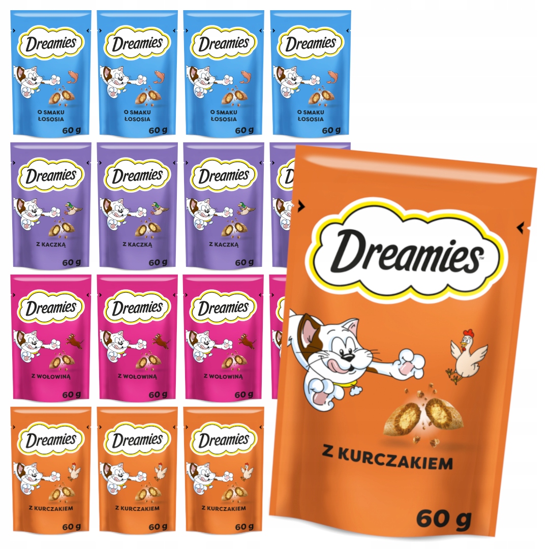 Dreamies 16x60 g (960 g) Křupavé pochoutky Pro Kočky s náplní Mix Chutí