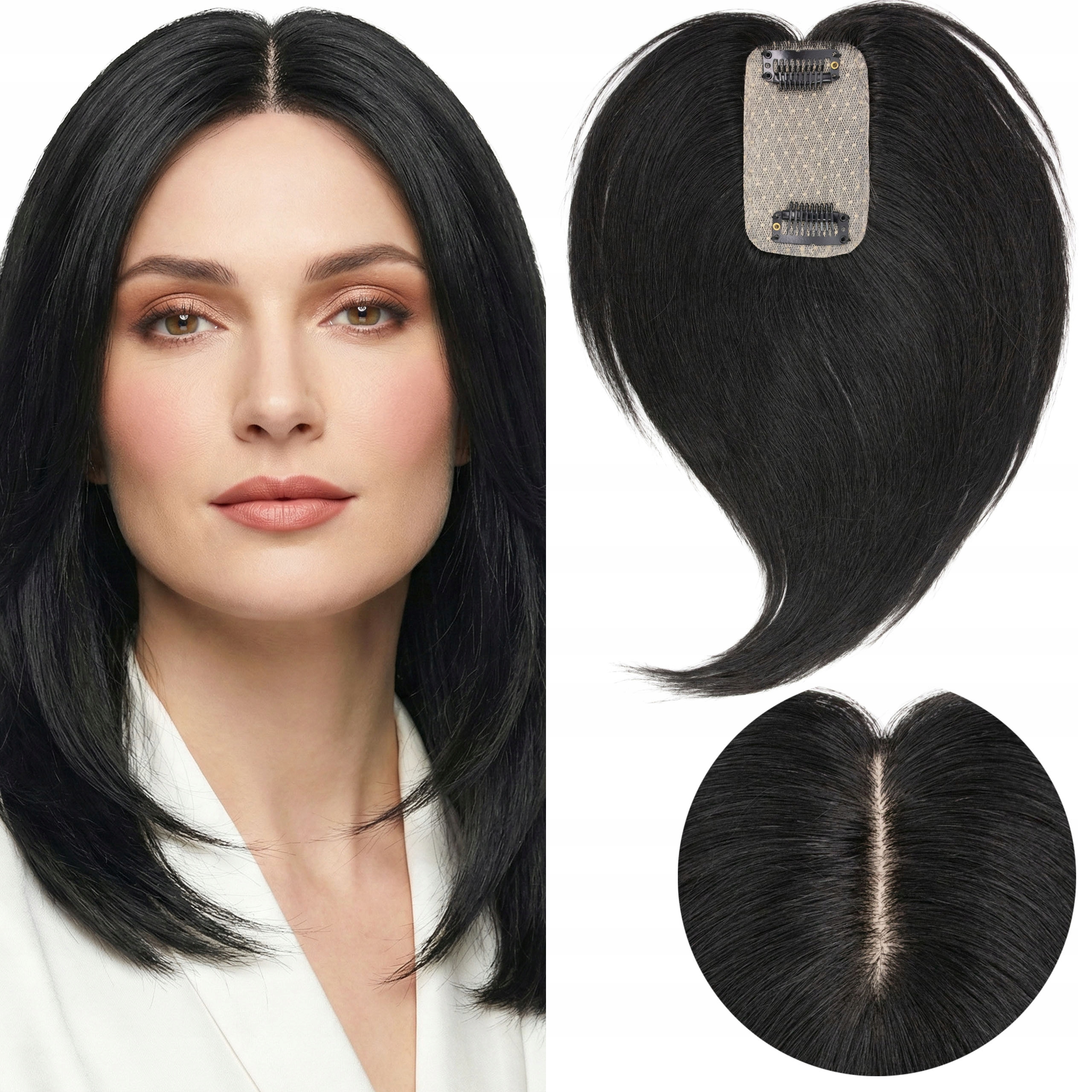 Topper Tupet z asijských přírodních vlasů černý Clipin Klipsy