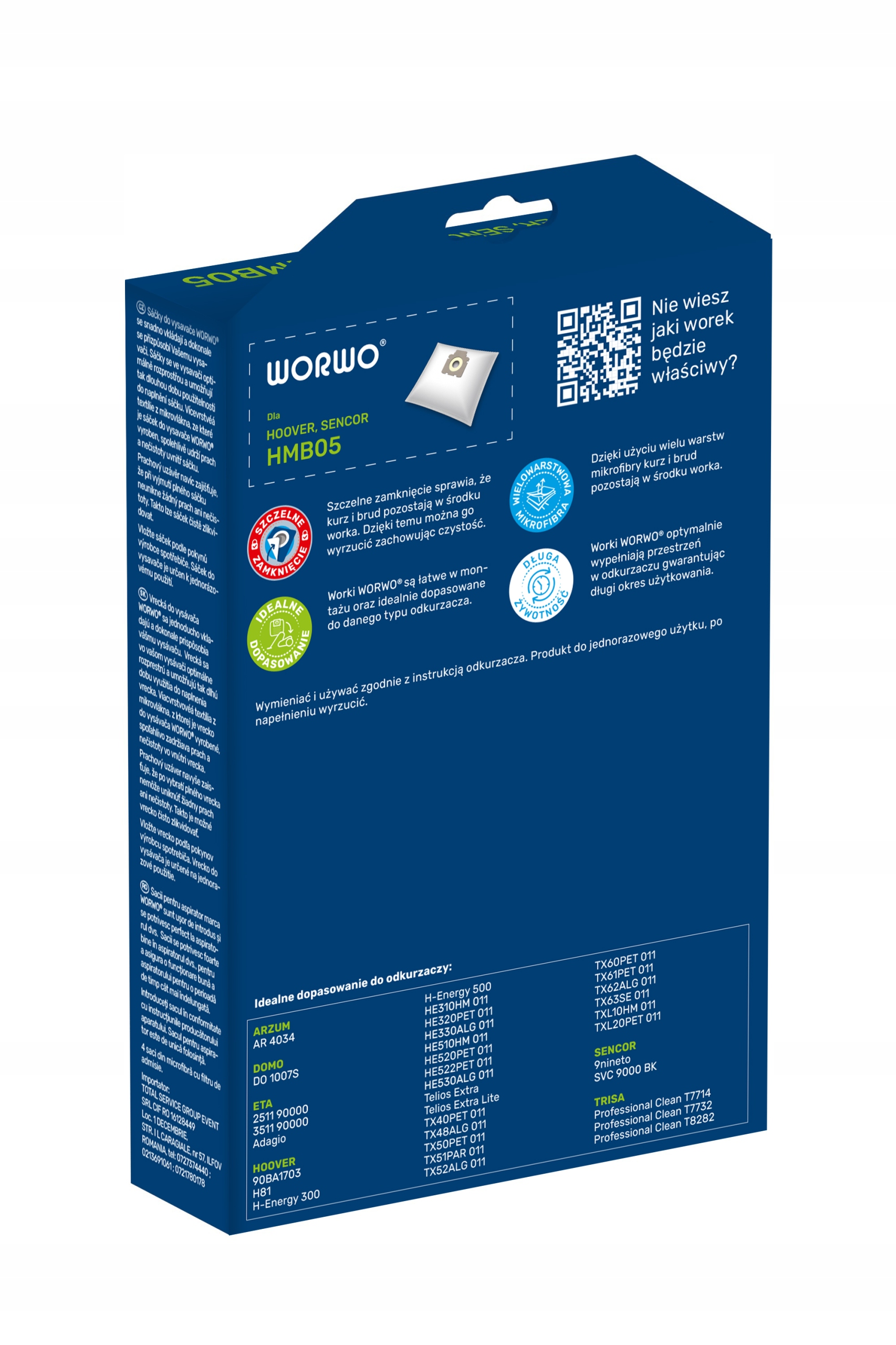 TELIOS EXTRA 4X WORKI DO ODKURZACZa TXL10HM TXL20PET TX 52 NOWE OPAKOWANIE Kod producenta ASH-HMB05K