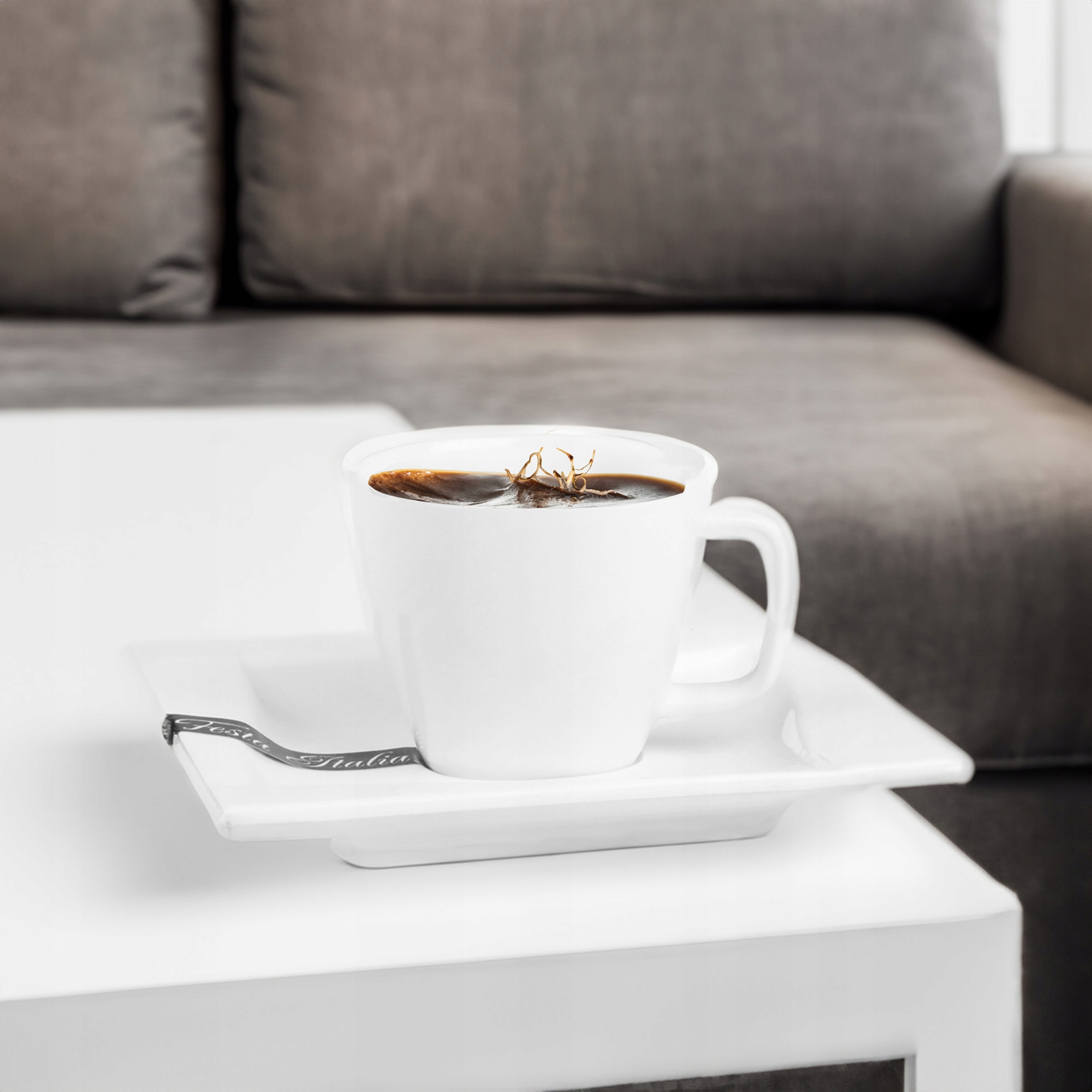 FILIŻANKA ZE SPODKIEM 80ML KPL. VIVA PORCELANOWA BIAŁA DO ESPRESSO KAWY