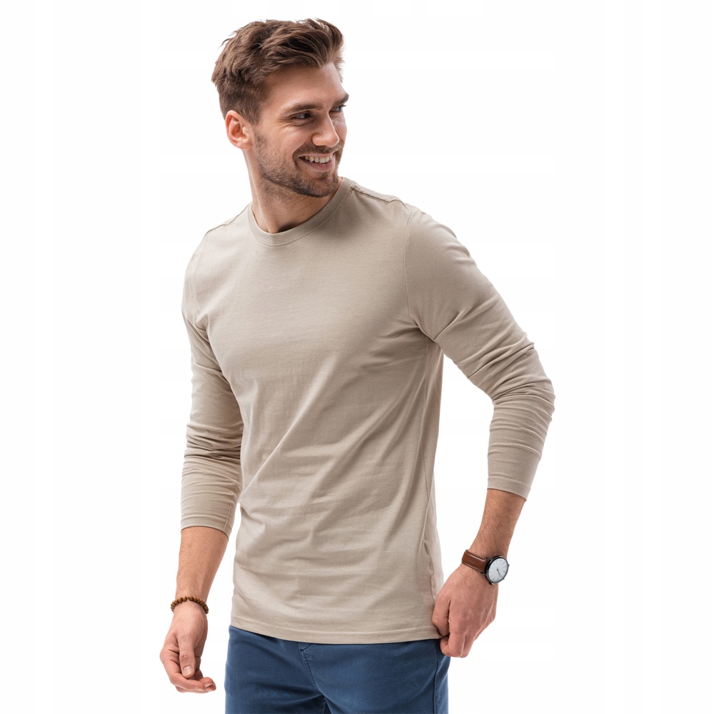

Longsleeve męski basic L138 beżowy XL