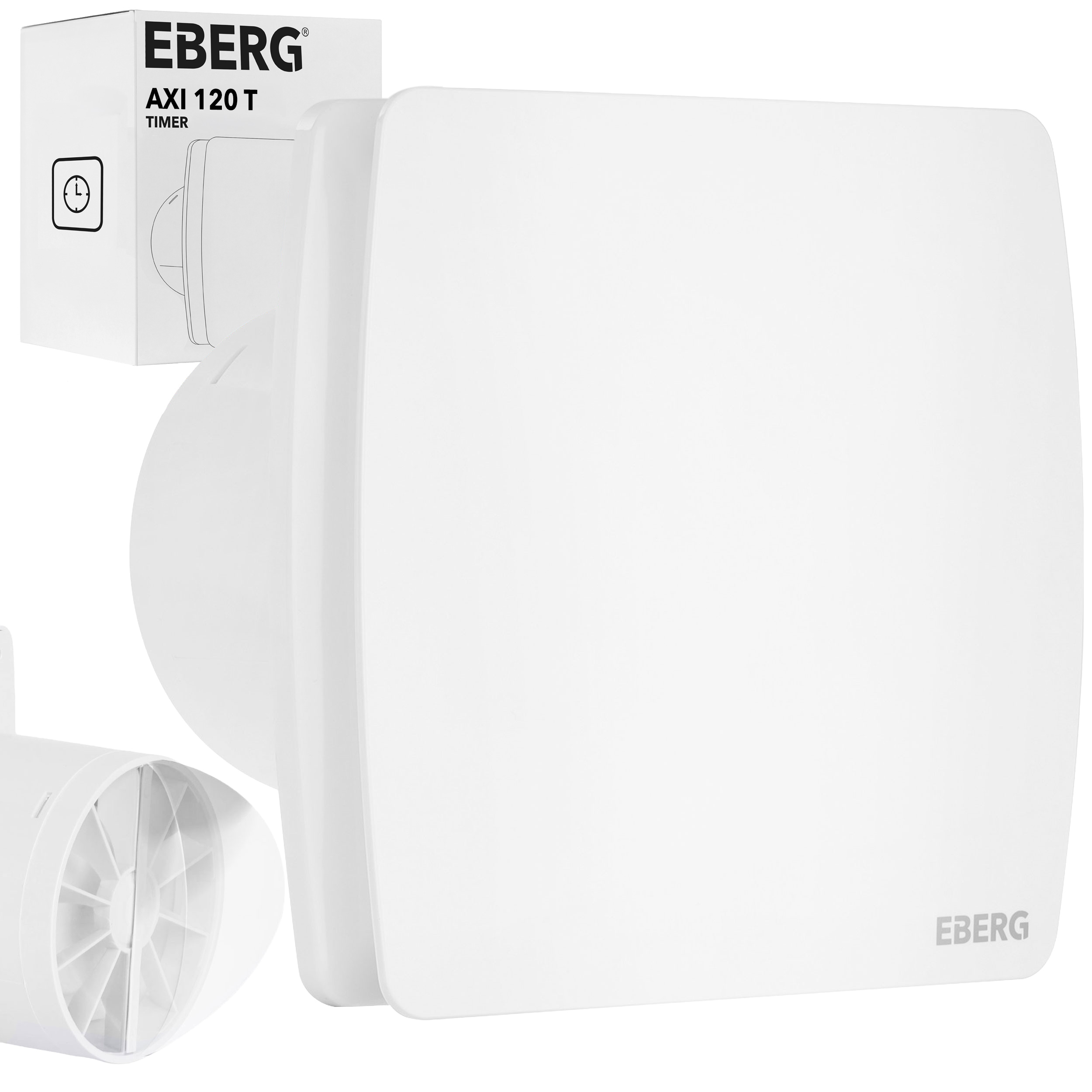 Wentylator łazienkowy Eberg Axi 120 T biały z Timerem Zawór zwrotny