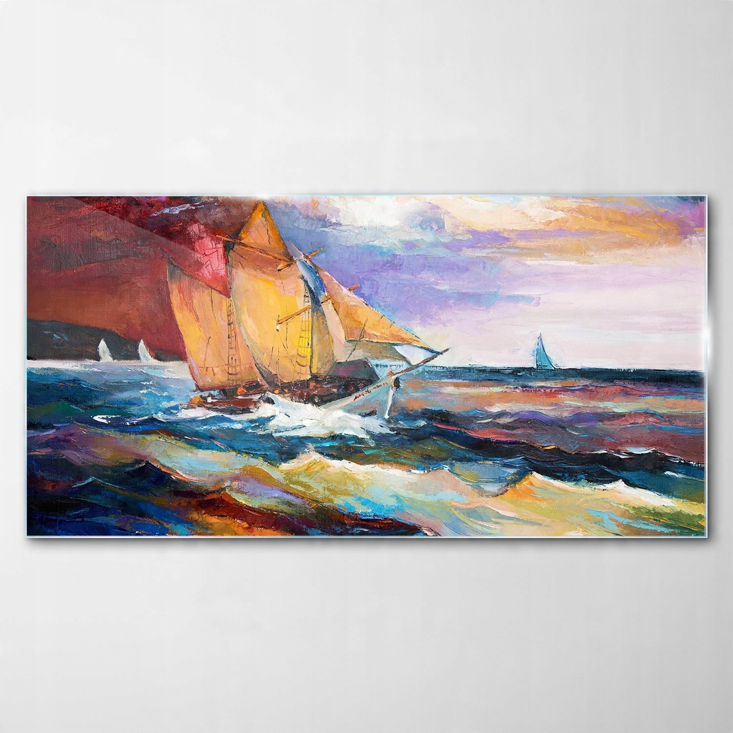 

Hartowany Obraz Szklany Ocean Statek Fale 100x50