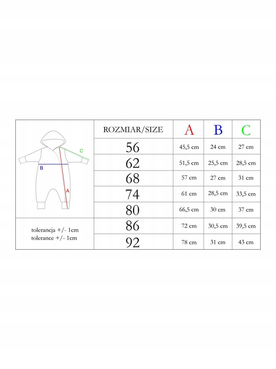 Pajac dresowy Dinozaur Nicol, r. 56 Rozmiar 56