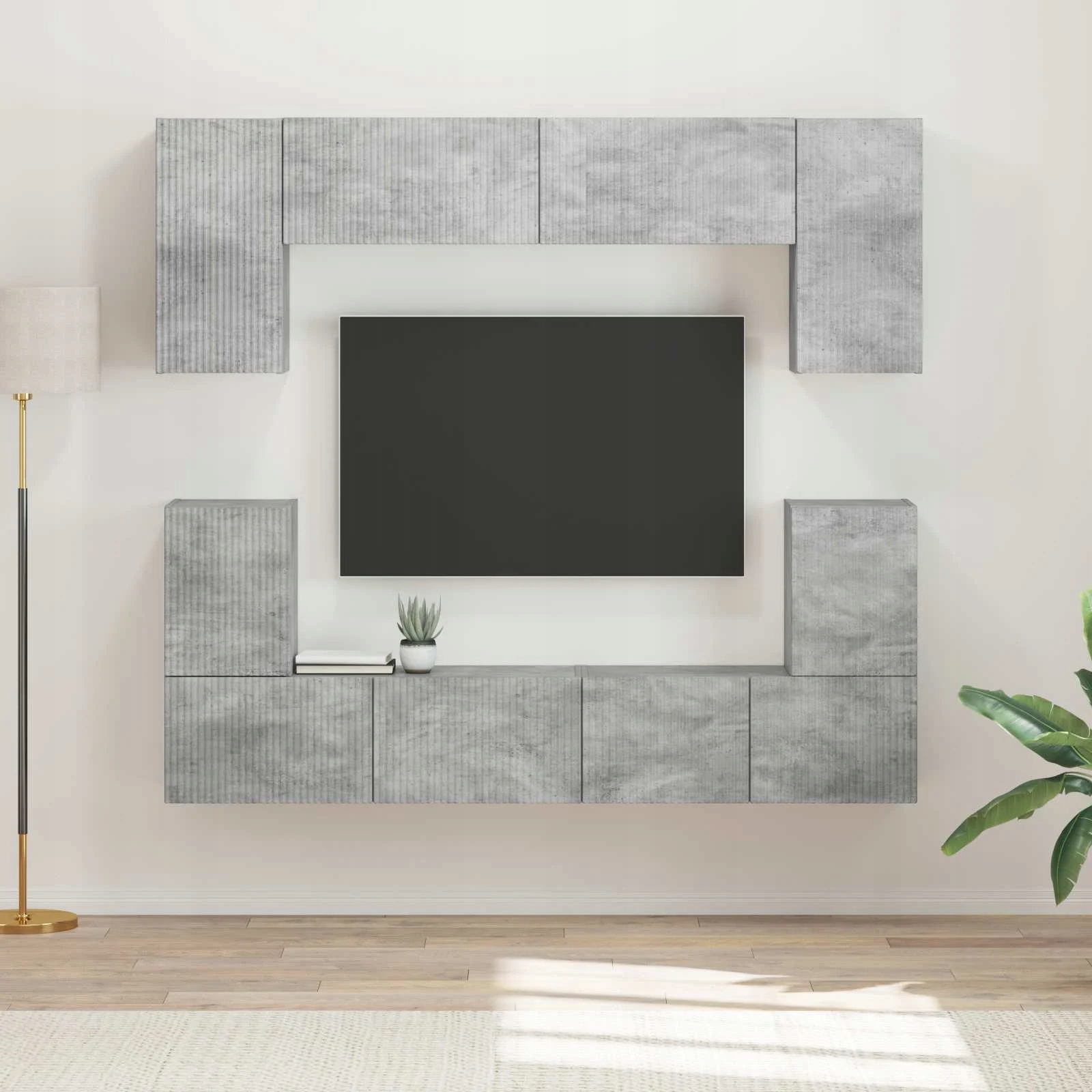 vidaXL Zestaw szafek Rtv 5 pcs Betonowy szary Materiał drewnopochodny