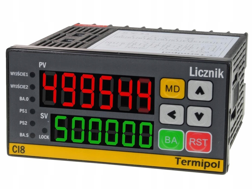 Licznik impulsów Termipol CI8 3A 96x48 230V 10kHz do enkodera 2xNO/NC 3A