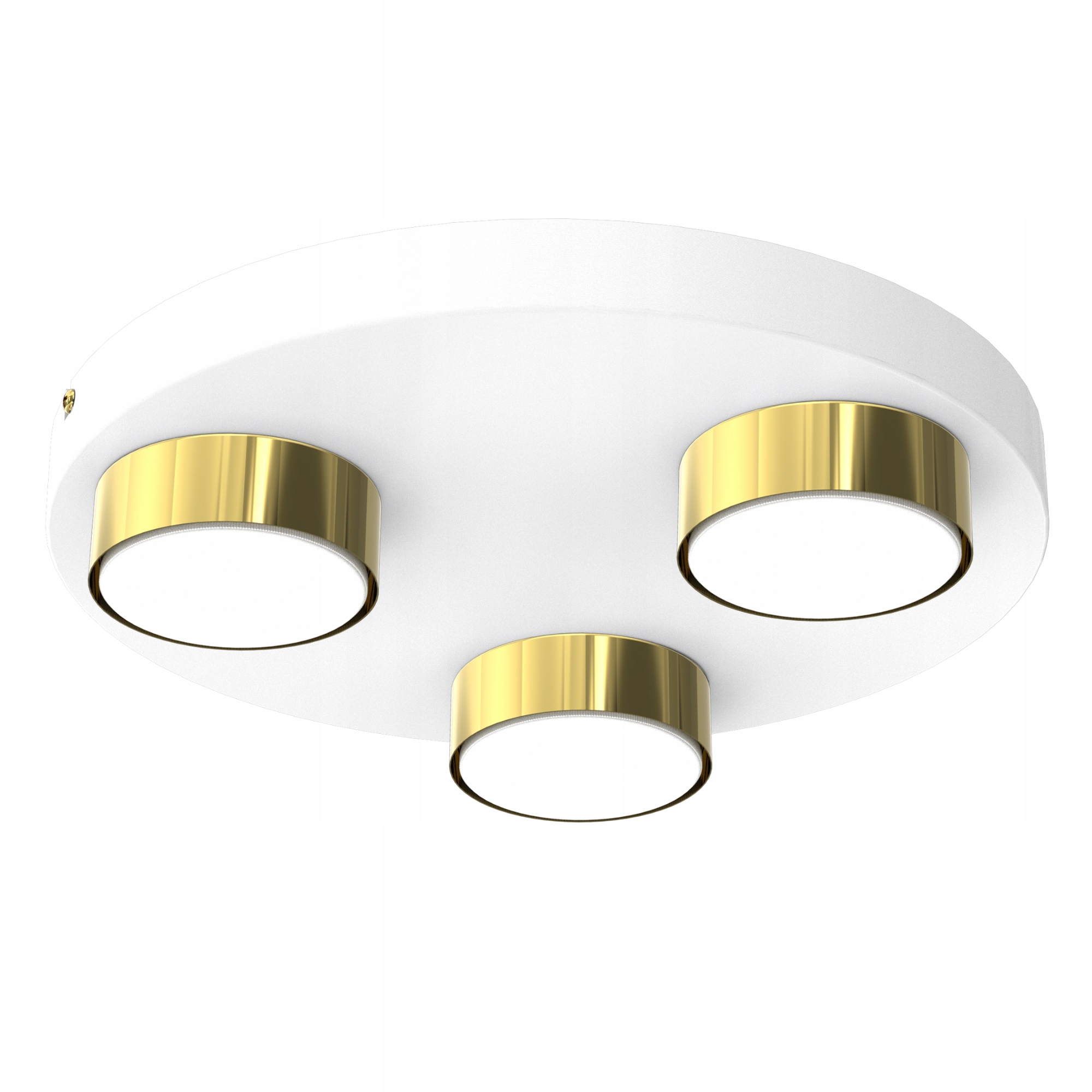 Lampa Sufitowa Plafon Koło 30 CM Biały Złoty Led Nowoczesny