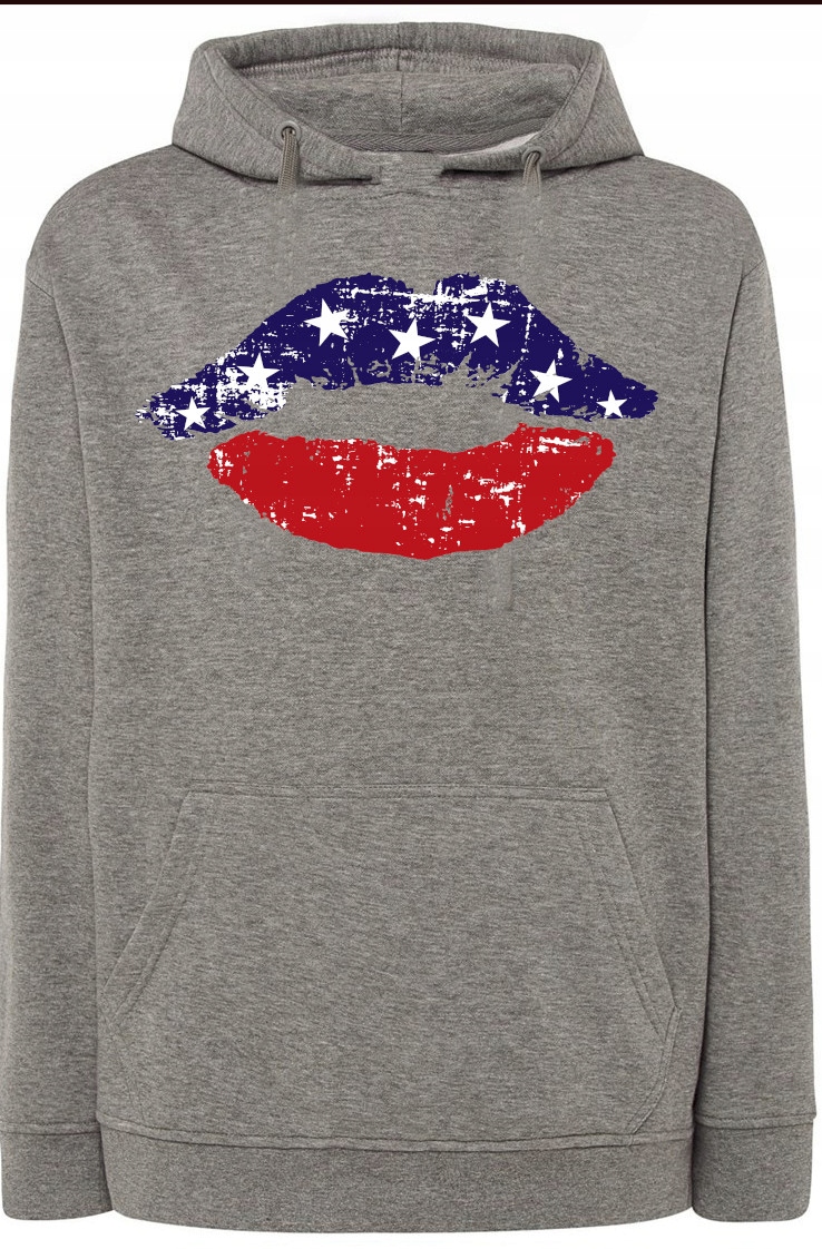 Usa Ústa Mikina Potisk Vlajka Kapuce Módní vel. 4XL