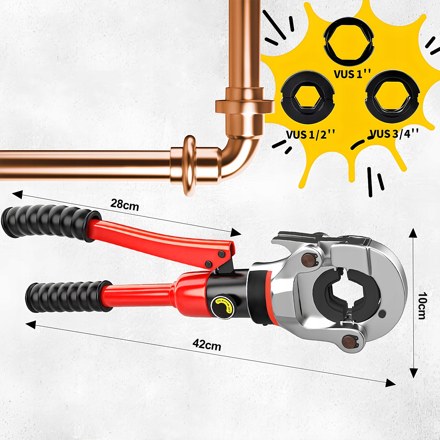PRASKA ZACISKARKA HYDRAULICZNA RĘCZNA DO RUR PEX 11 MATRYC 16 - 32 TŁOKI 12 Marka Renew Force