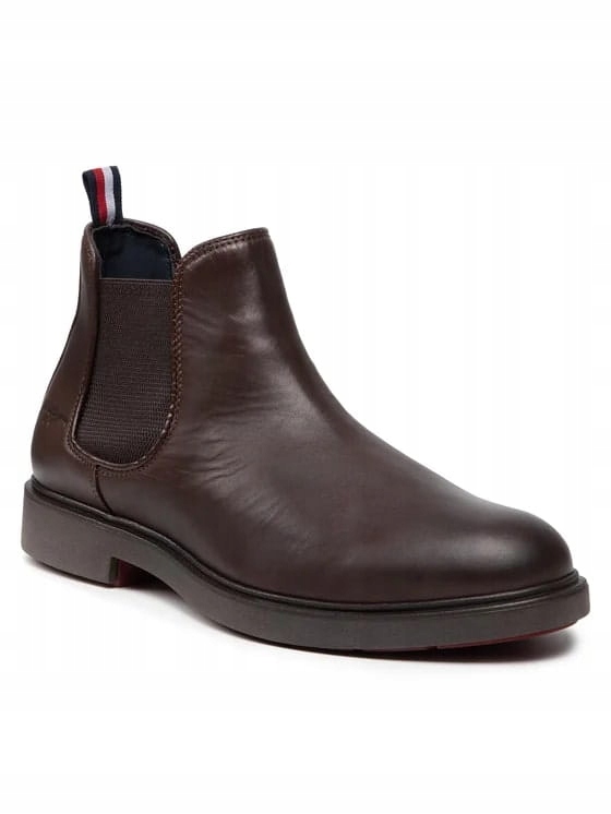 TOMMY HILFIGER BRĄZOWE SZTYBLETY CHELSEA (42) Rozmiar 42