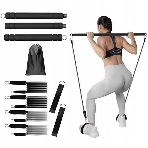 Skládací Hrazda Na Cvičení 4 Odporové Gumy Pilates Bar Expandér