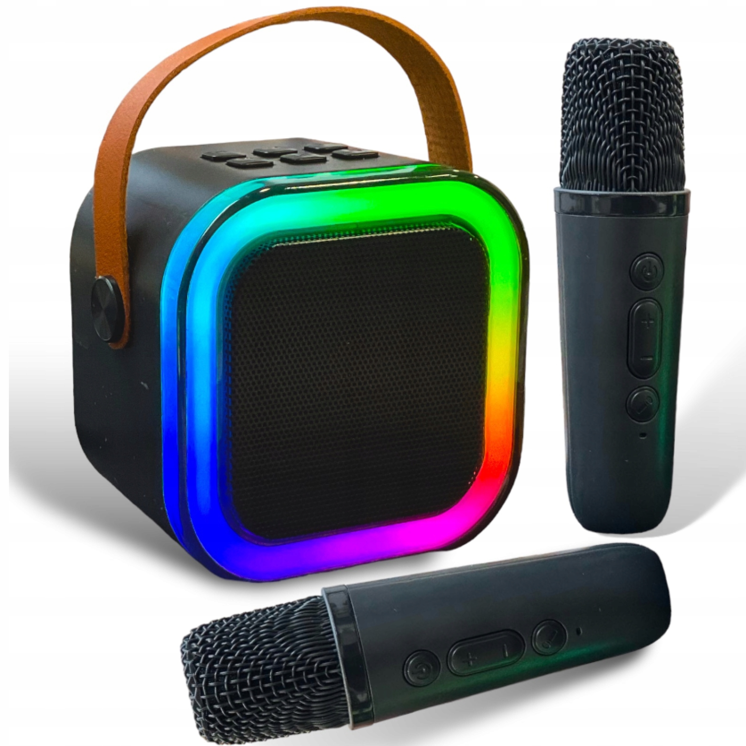 Zestaw Karaoke Led Bluetooth Bezprzewodowy 2 Mikrofony + Głośnik dla Dzieci Marka AMT