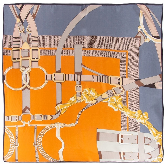 Hedvábná šála velká módní lehká šála 90 x 90 cm oranžová