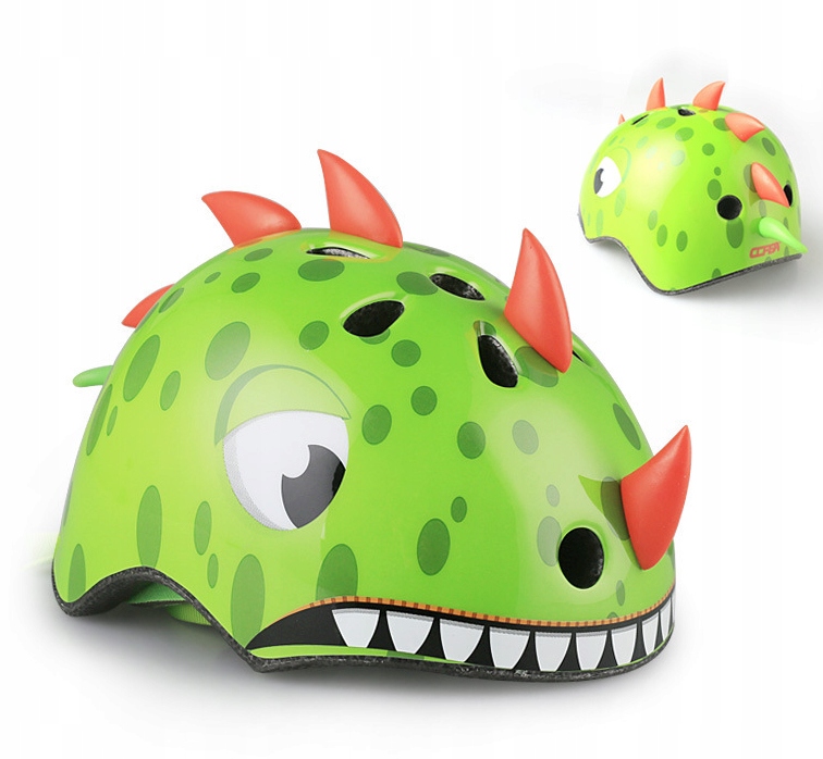 

Ochornny Kask Dziecięcy Rowerowy Zielony Dinozaur
