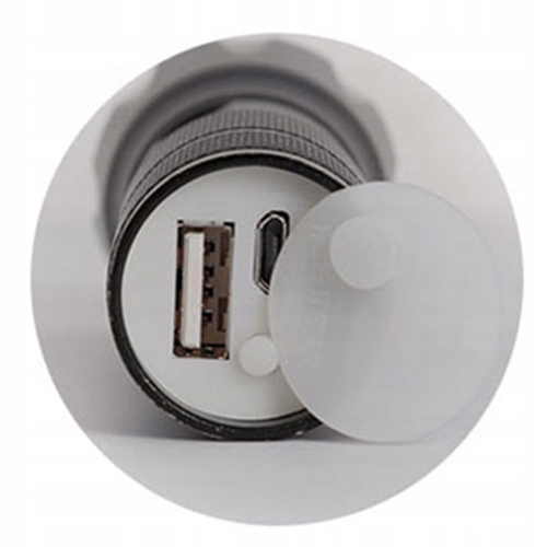 LATARKA LED TAKTYCZNA Z ZOOMEM ALUMINIOWA USB Powerbank + KABEL MICRO-USB Materiał aluminium