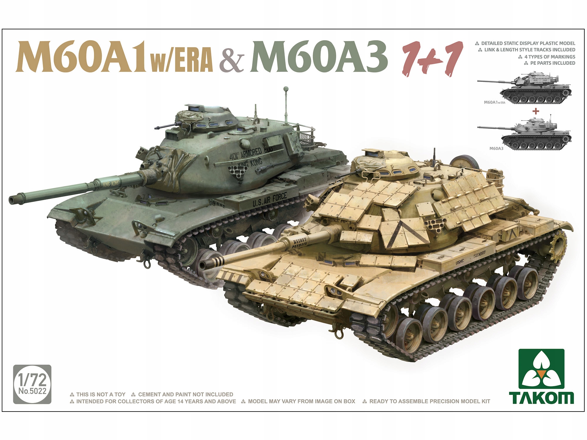 Tank M60A1 Patton Era & M60A3 Patton model 5022 Takom