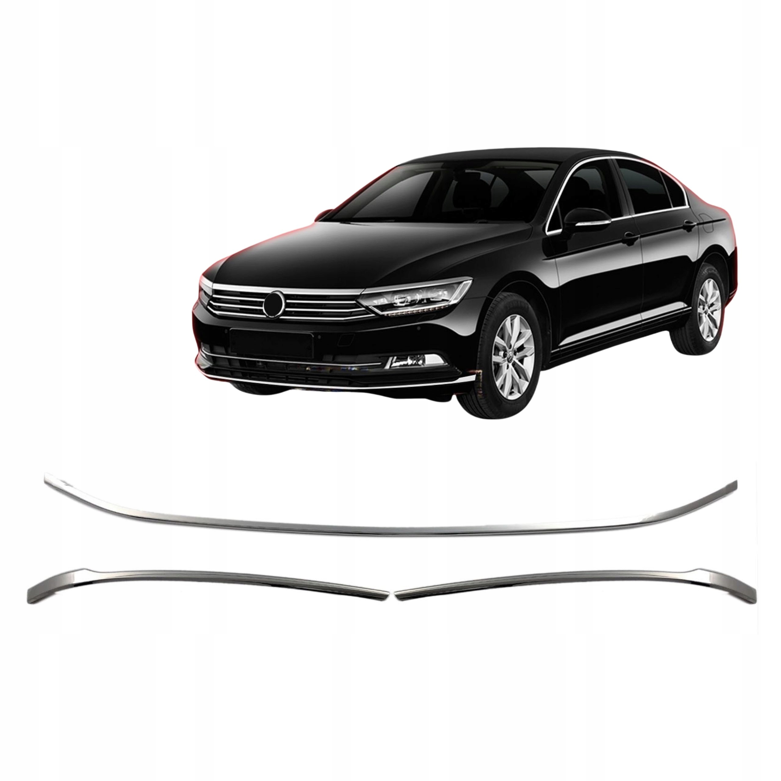 Lišty krytu predného nárazníka chrómované Volkswagen Passat B8 2015-19