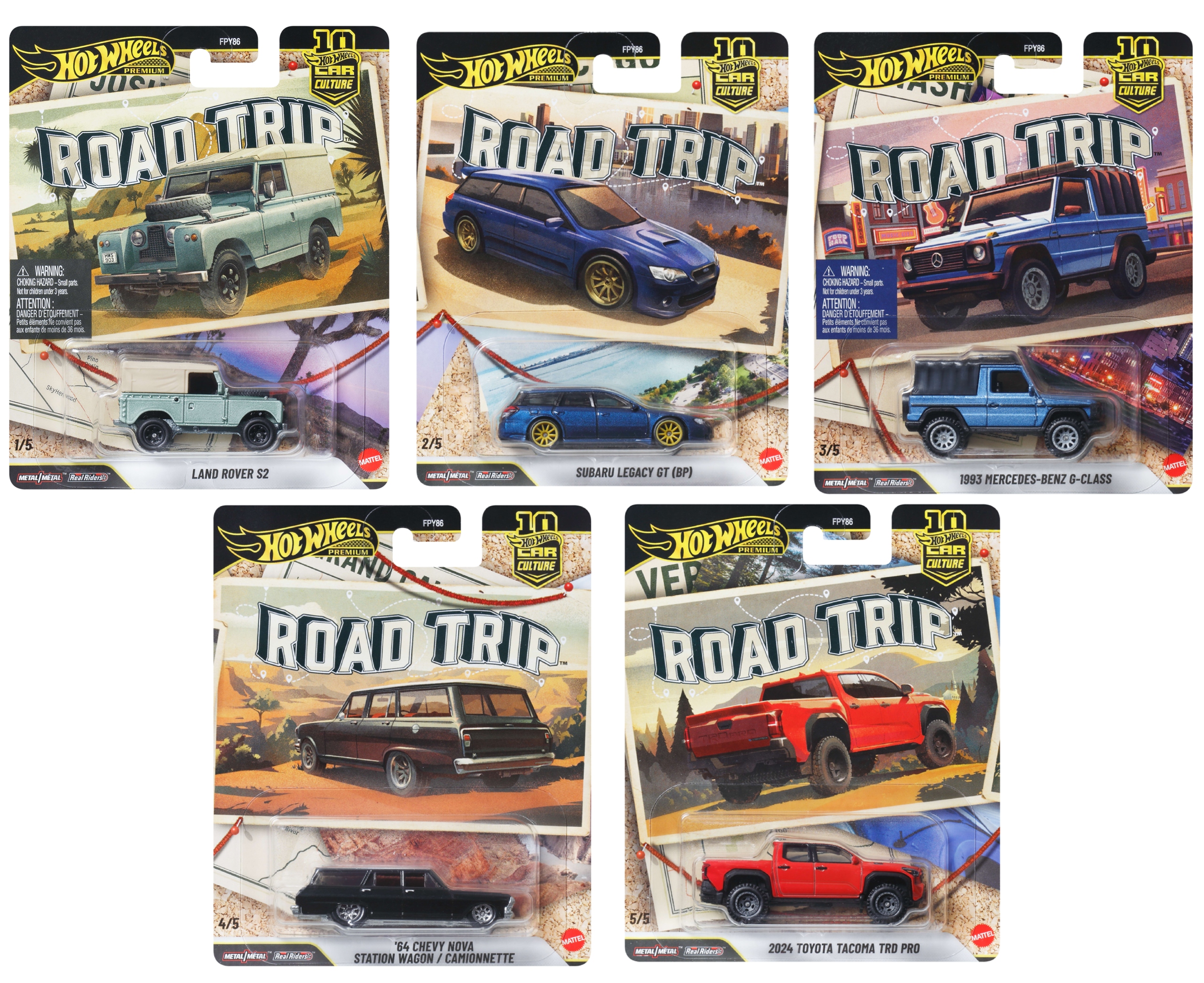 Hot Wheels Premium Car Culture Road Trip Komplet 5 autek FPY86