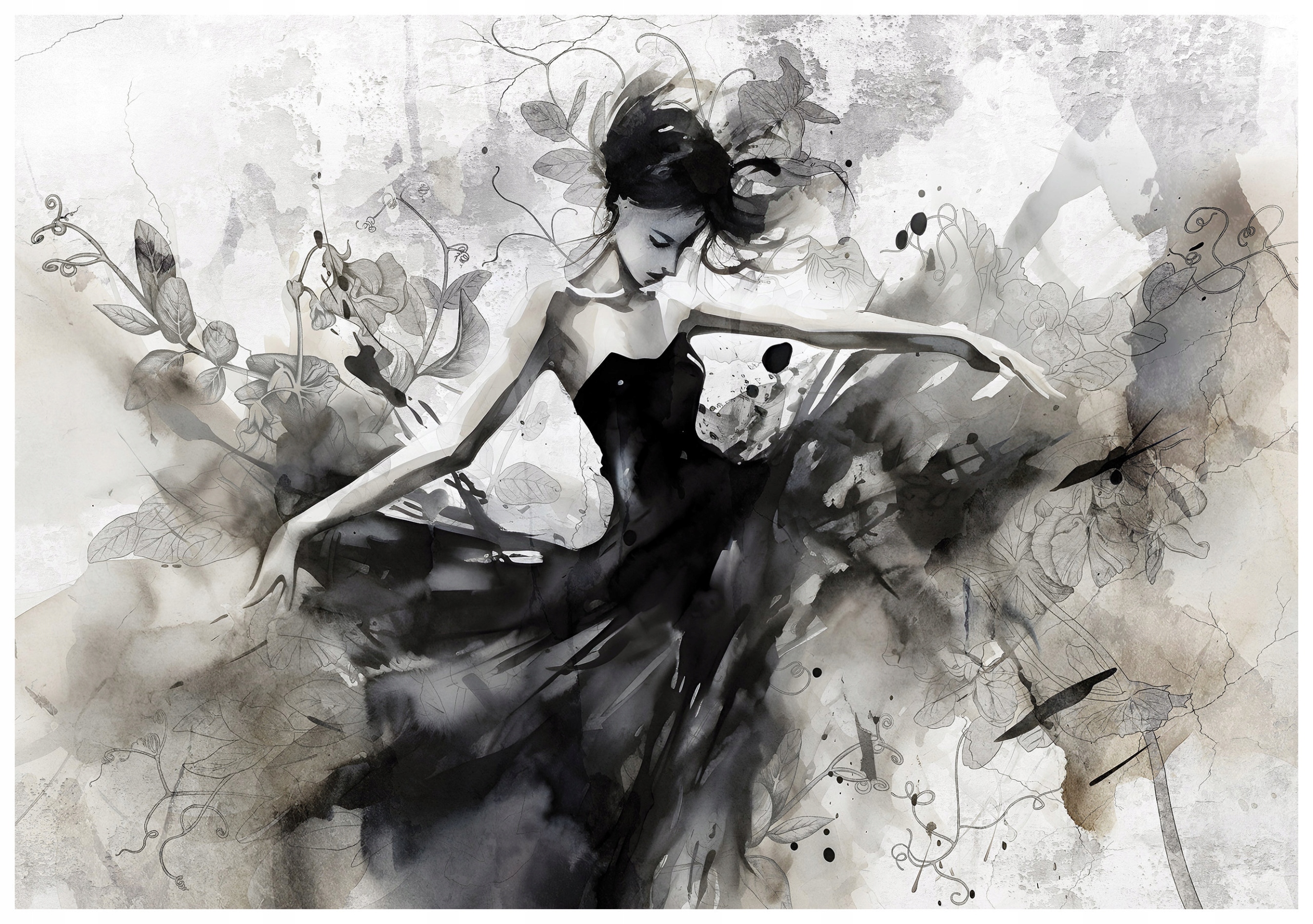 Fototapeta Balerína Tanec květin akvarel 312x219 do ložnice lepidlo